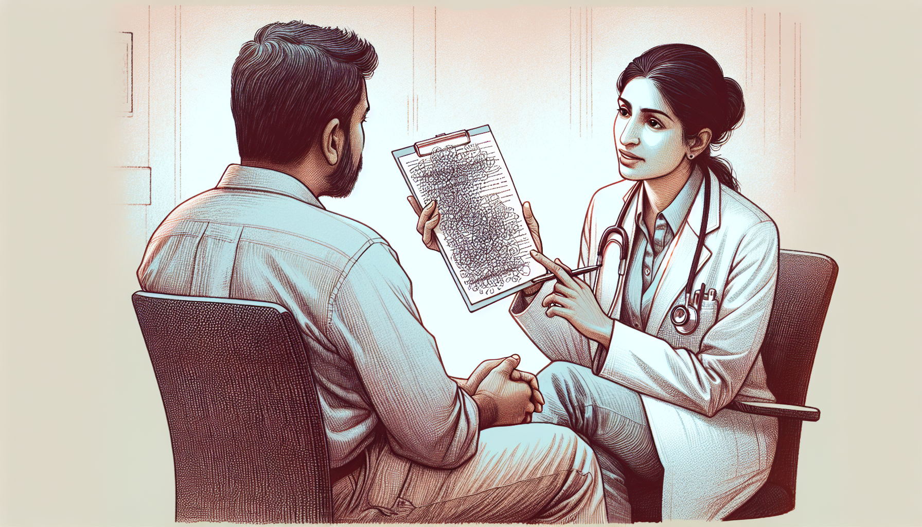 Doctor and patient discussing disability paperwork requirements